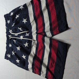 Kailua Surf Mens Swim Trunks Beach Board Shorts Stars Stripes Flag Size Medium